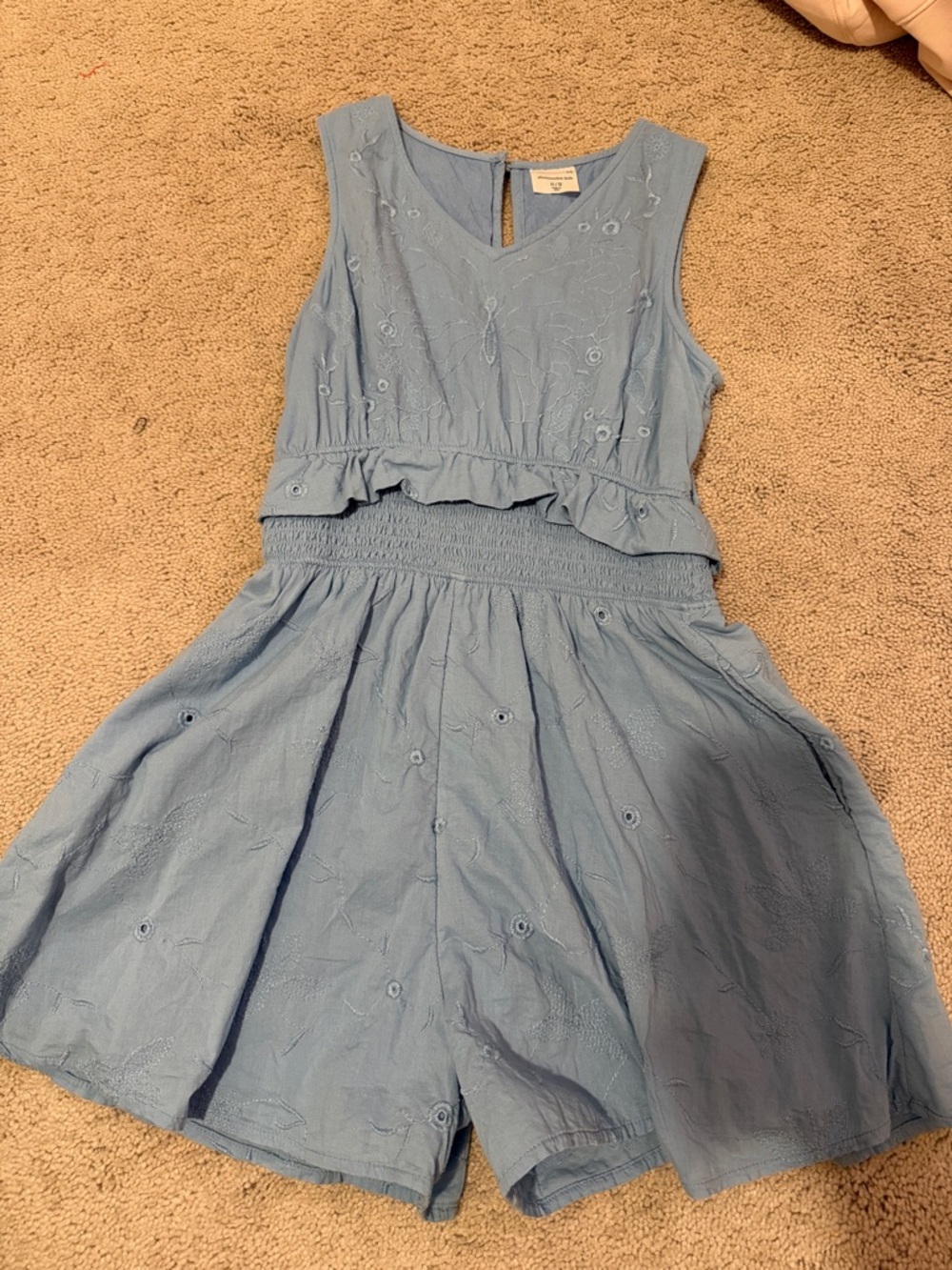 abercrombie kids Light Blue Sleeveless Embroidered Romper